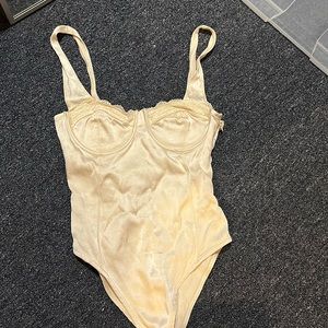 S cream ZARA satin lace bodysuit